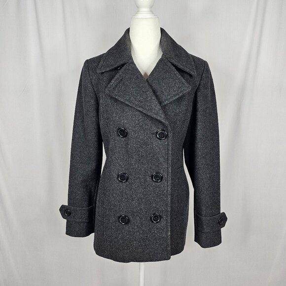 ST. JOHN'S BAY Grey Wool Women's Peacoat, Size Petite Small - Picture 1 of 16